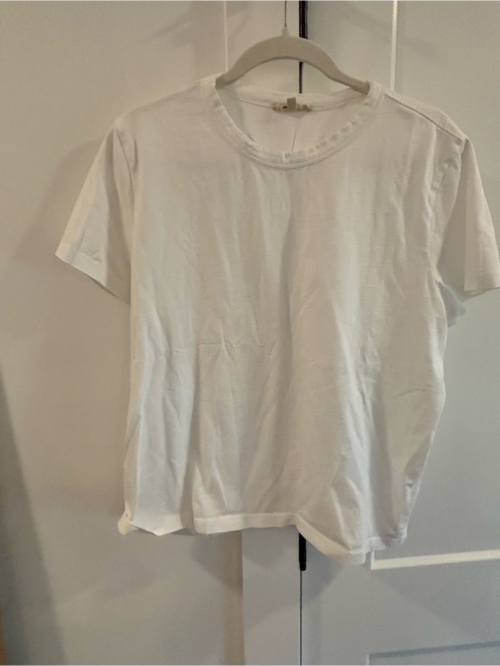 Madewell White Crewneck Tee with Subtle Stitch Detail